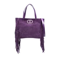 twinset sac cabas melrose frangé à plaque logo - violet