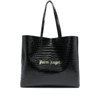 palm angels sac cabas en cuir à logo appliqué - noir