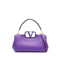 valentino garavani sac à main en cuir à détail vlogo - violet