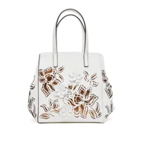 oscar de la renta petit sac à main laser cut floral en cuir - blanc