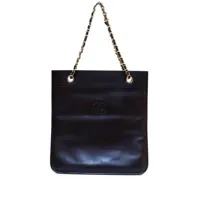 chanel pre-owned sac cabas à logo cc (1990) - marron