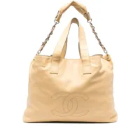 chanel pre-owned grand sac cabas edgy en cuir - jaune
