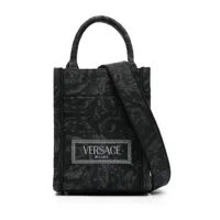 versace mini sac cabas barocco athena en jacquard - gris