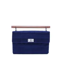chanel pre-owned sac à main en soie 2.55 choco bar (2002) - bleu