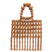 cult gaia sac à main clara en perles de bois - marron
