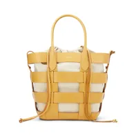 polo ralph lauren sac cabas en cuir à design tressé - jaune