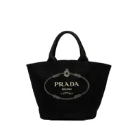 prada pre-owned sac cabas canapa à logo imprimé - noir