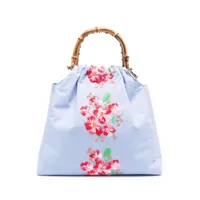 la milanesa sac cabas à fleurs brodées - bleu