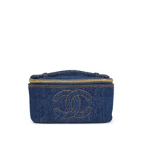 chanel pre-owned sac à main vanity à logo cousu (1997) - bleu