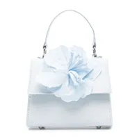 mi mi sol sac à main en satin à fleur appliquée - bleu