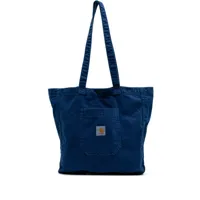 carhartt wip logo-patch cotton tote bag - bleu