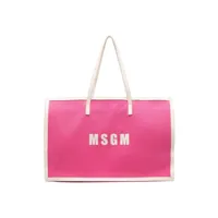 msgm kids sac cabas à bords contrastants - rose