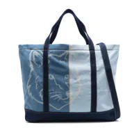 maison kitsuné sac cabas à imprimé fox head - bleu