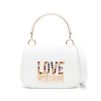 love moschino gemstones logo-lettering tote bag - blanc