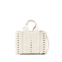 chloé mini woody leather tote bag - tons neutres