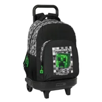 safta compact with trolley wheels minecraft backpack noir