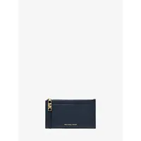 mk grand porte-cartes en cuir grainé - bleu marine(bleu) - michael kors