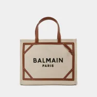 tote bag barmy shopper medium - balmain - toile - beige/marron
