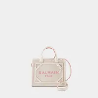tote bag b-army small - balmain - toile - crème/rose