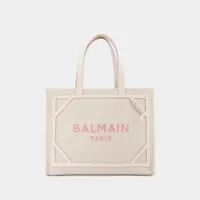 hobo bag b-army - balmain - toile - crème/rose