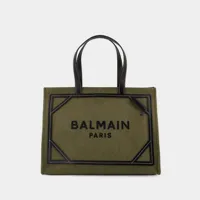 tote bag b-army medium - balmain - toile - kaki