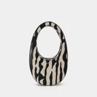 sac à main mini swipe imprimé zèbre - coperni - cuir - noir/blanc