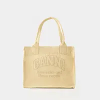 tote bag easy large - ganni - coton - beige