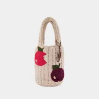 tote bag apple knitted shopper - j.w. anderson - coton - beige