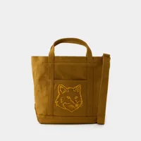 tote bag fox head mini - maison kitsune - toile - marron