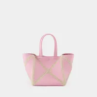 tote bag the origami mini - nanushka - cuir vegan - rose/crème