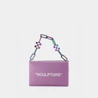 sac hobo block pouch - off white - cuir - violet