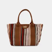 tote bag leatizia - see by chloe - coton/cuir - multicolor