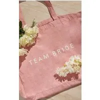 tote bag rose en toile à slogan team bride, rose