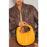 sac à main orange vif plissé à anse nouée, orange vif