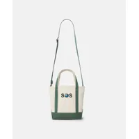 stella mccartney - sos embroidered small tote bag, femme, beige dune / vert amazon
