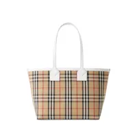burberry- check motif small tote bag