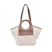 hereu- cala small leather-trimmed canvas tote bag