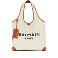 balmain- b-army canvas and leather trims tote bag