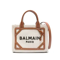 balmain- b-army mini canvas and leather trims tote bag
