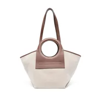 hereu- cala small canvas and leather tote bag