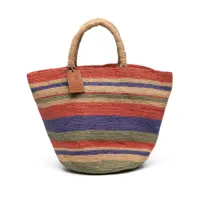 manebi- summer striped raffia tote bag